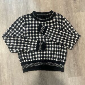 Mango Black and White Patterned Women's Sweater